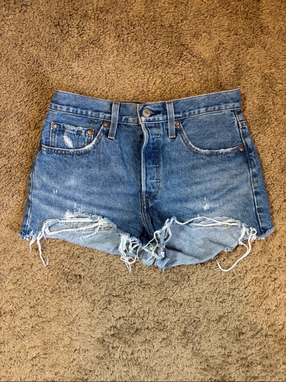 Levi’s Blue Distressed Denim Women’s Shorts
